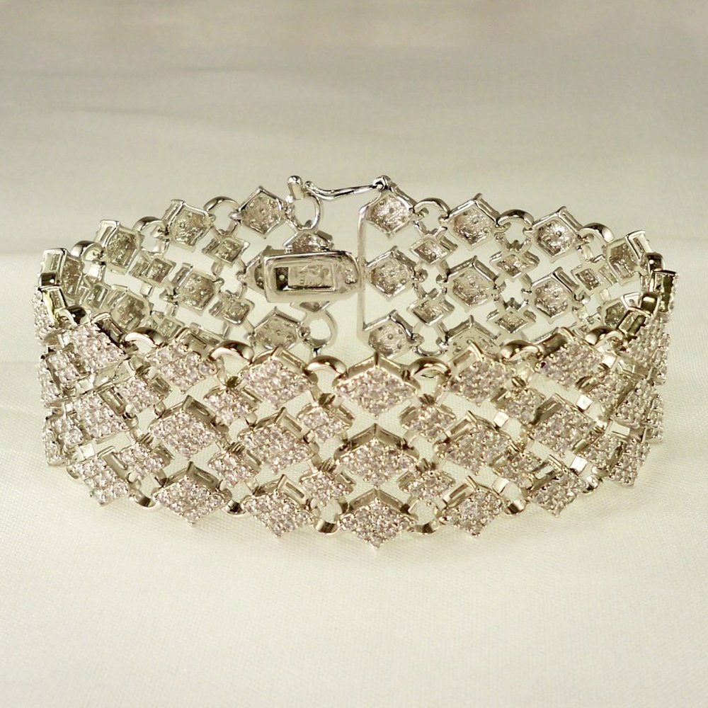 NEW Rare Vintage Charles Winston Cubic Zirconias Silver Bracelet